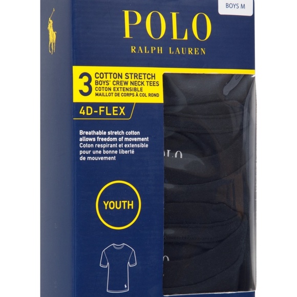 NWT M Polo Ralph Lauren Boys' 3-Pack Classic Fit Crew Tee - Picture 3 of 4